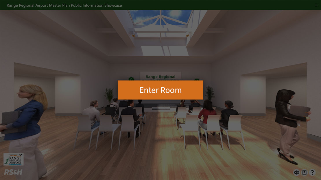 Screenshot of virtual public involvement meeting room. 